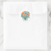 Watercolor Orange and Teal Roses Wedding Runder Aufkleber (Tasche)