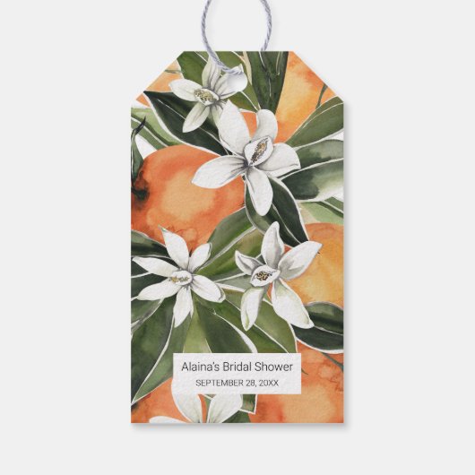 Watercolor Orange Blossom Vielen Dank Geschenkanhänger (Rückseite)