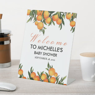 Watercolor Orange Frucht Baby Shower Willkommen Sockelschild