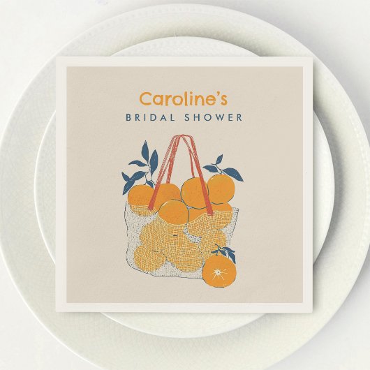 Watercolor Orange Juice Bridal Branch & Lunch  Serviette