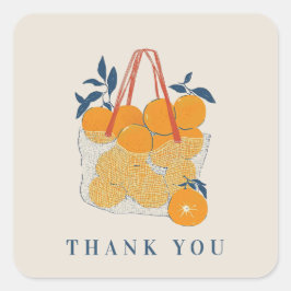 Watercolor Orange Juice Bridal Branch Thank You Quadratischer Aufkleber