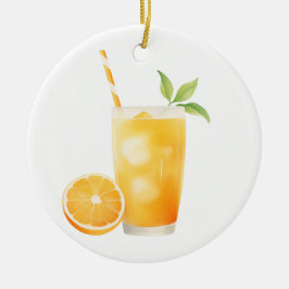 Watercolor Orange Juice Keramik Ornament
