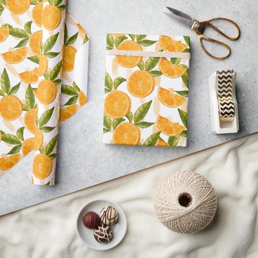 Watercolor Orange Pattern Geschenkpapier (Kunsthandwerk)