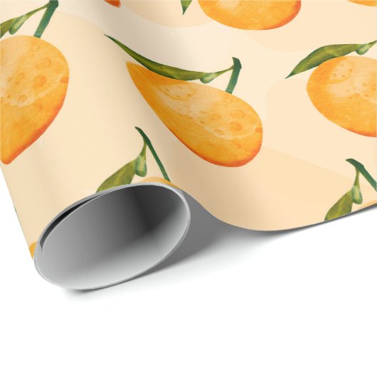 Watercolor Orange Pattern Geschenkpapier (Rolleneckpunkt)