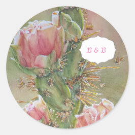 WATERCOLOR ORANGE PEAR CACTUS RUNDER AUFKLEBER