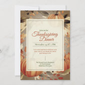 Watercolor Orange Pumpkin Boho Erntedank Dinner Einladung (Vorderseite)