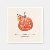Watercolor Orange Pumpkin Friendsgiving Dinner Serviette (Vorderseite)