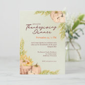 Watercolor Orange Pumpkin Patch Erntedank Einladung (Stehend Vorderseite)