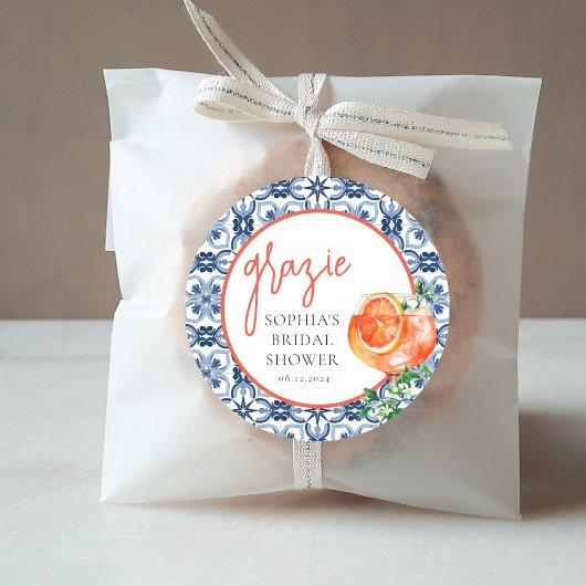 Watercolor Orange Spritz Grazie Favors Runder Aufkleber