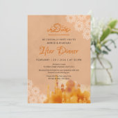 Watercolor Orange Sunset Mosque Iftar Dinner Einladung (Stehend Vorderseite)
