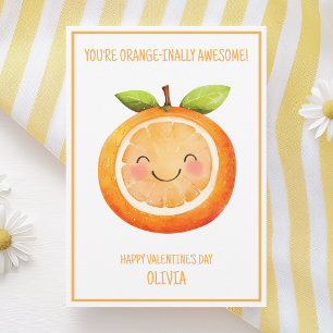 Watercolor Orange Süße Kinder Frohen Valentinstag Feiertagskarte