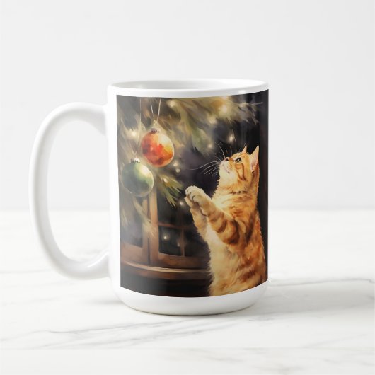 WATERCOLOR ORANGE TABBY KITTEN CHRISTMAS BALLS KAFFEETASSE (Links)