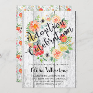 Watercolor-orange u. gelbe Wreath-Adoption Einladung