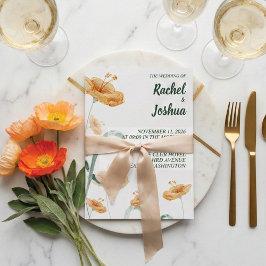 Watercolor Orange Wildflower & Sage Green Wedding Einladung