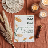 Watercolor Orange Wildflower & Sage Green Wedding Einladung