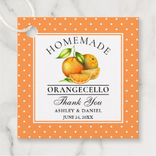 Watercolor Orangen Dots Orangecello Hochzeitsdanke Geschenkanhänger