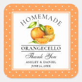 Watercolor Orangen Dots Orangecello Hochzeitsdanke Quadratischer Aufkleber (Vorderseite)