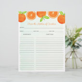 Watercolor Oranges Fruit Recipe Card Binder Insert (Stehend Vorderseite)