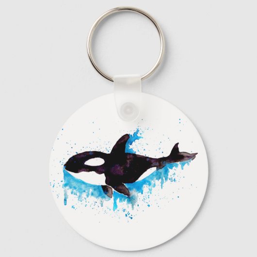 Watercolor Orca Schlüsselanhänger (Vorderseite)