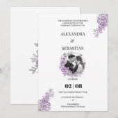 Watercolor Orchid Wedding Einladung (Vorne/Hinten)