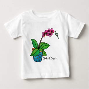 Watercolor-Orchideen-Pflanze im schönen Topf Baby T-shirt