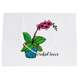 Watercolor-Orchideen-Pflanze im schönen Topf Große Geschenktüte
