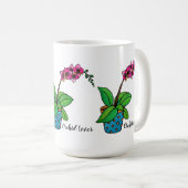 Watercolor-Orchideen-Pflanze im schönen Topf Kaffeetasse (VorderseiteRechts)