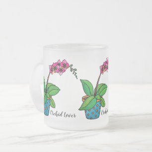 Watercolor-Orchideen-Pflanze im schönen Topf Mattglastasse