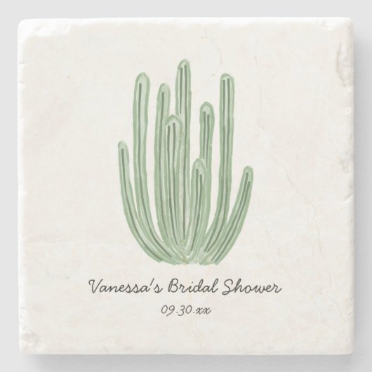 Watercolor Organ Pipe Cactus Bridal Shower Steinuntersetzer (Vorderseite)
