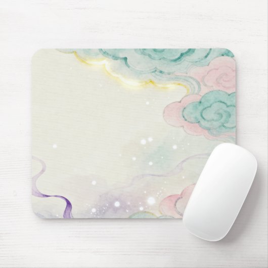 Watercolor Oriental Cloud Fantasy Mousepad (Mit Mouse)