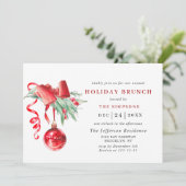 Watercolor Ornament CHRISTMAS HOLIDAY BRUNCH Einladung (Stehend Vorderseite)