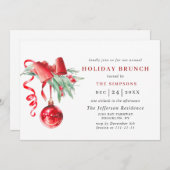 Watercolor Ornament CHRISTMAS HOLIDAY BRUNCH Einladung (Vorne/Hinten)