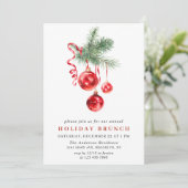 Watercolor Ornament CHRISTMAS HOLIDAY BRUNCH Einladung (Stehend Vorderseite)