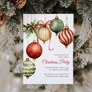 Watercolor-Ornamente Feiertags-Weihnachtsfeier Einladung