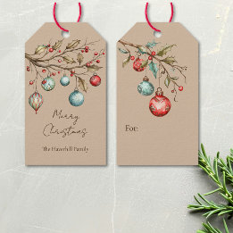 Watercolor Ornaments Weihnachten Geschenkanhänger