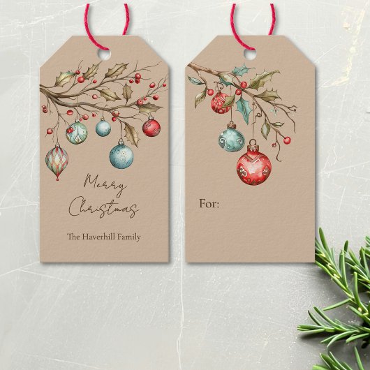 Watercolor Ornaments Weihnachten Geschenkanhänger