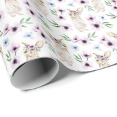 Watercolor Oster Bunny Floral Muster Geschenk Weiß Geschenkpapier (Rolleneckpunkt)