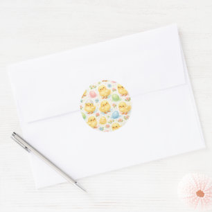 Watercolor-Osterküken- und Eier-Partygeschenk-Aufk Runder Aufkleber