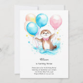 Watercolor Otter Birthday Invitation Einladung (Vorderseite)