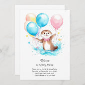 Watercolor Otter Birthday Invitation Einladung (Vorne/Hinten)