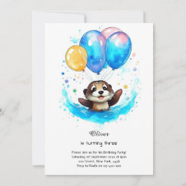 Watercolor Otter Birthday Invitation Einladung