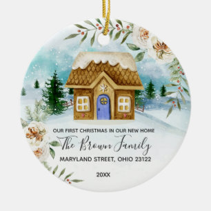 Watercolor Our First Christmas in our new home Keramik Ornament