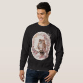 Watercolor Owl Cherry Blossom Japanese Sakura Sweatshirt (Vorne ganz)