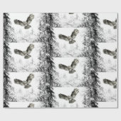 Watercolor Owl Flight Winter Forest Snow Bird Geschenkpapier (Flach)