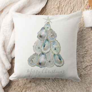 Watercolor Oyster Christmas Tree Kissen
