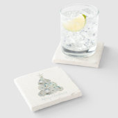 Watercolor Oyster Christmas Tree Steinuntersetzer (Seitenansicht)