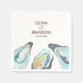 Watercolor Oyster Coastal Seaside Beach Wedding Serviette (Vorderseite)
