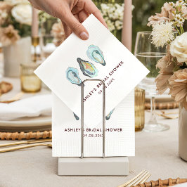 Watercolor Oyster Coastal Seaside Bridal Shower Serviette