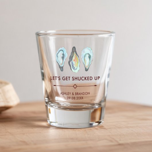 Watercolor Oyster Coastal Seaside Wedding Schnapsglas
