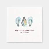 Watercolor Oyster Coastal Seaside Wedding Serviette (Vorderseite)